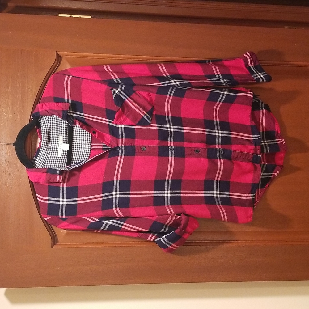 Miami Plaid Button Down Shirt, size S